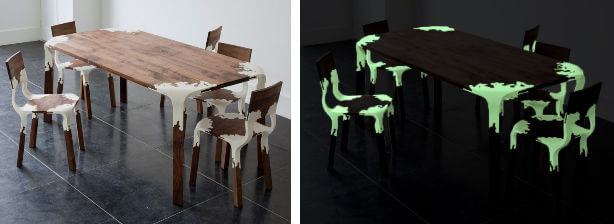 glow paint on the wood